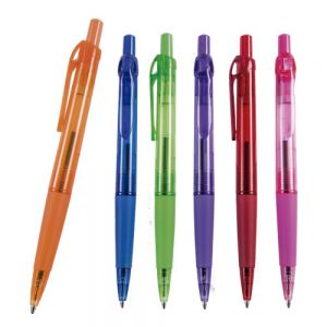 Bolígrafo de plástico con color traslúcido.